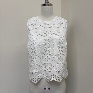 White Eyelet Sleeveless Top